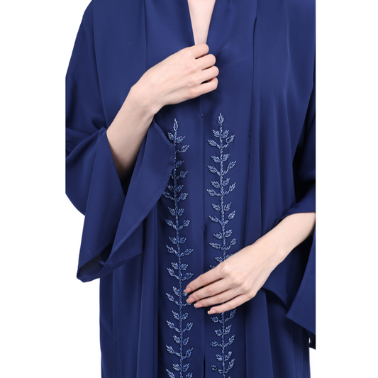 Luxurious blue Abaya With Crystal Embellishments