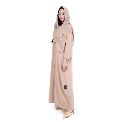 Embroidered Beige Abaya