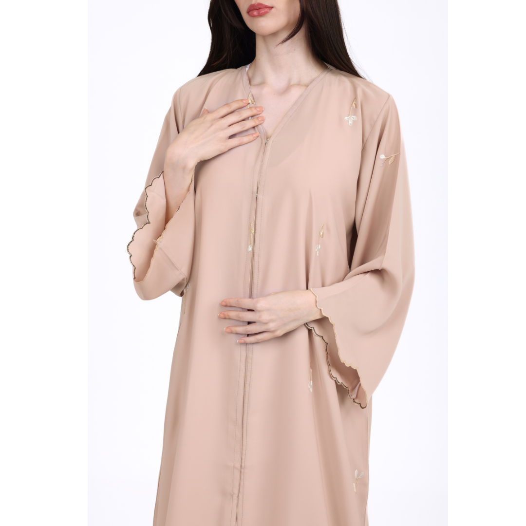 Embroidered Beige Abaya